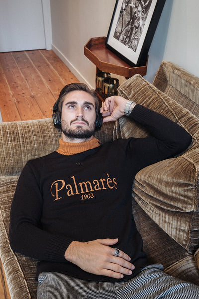 PULL PRESTIGE IN BLACK WOOL - palmares