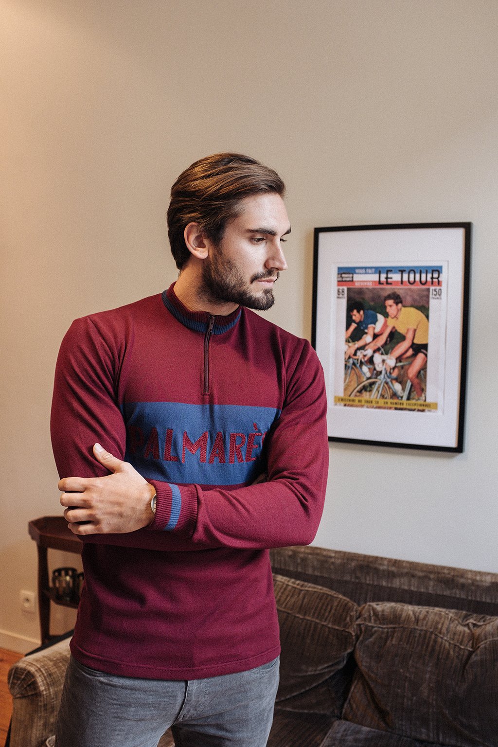 MYTHICAL ZIP-UP SANGRIA SWEATER