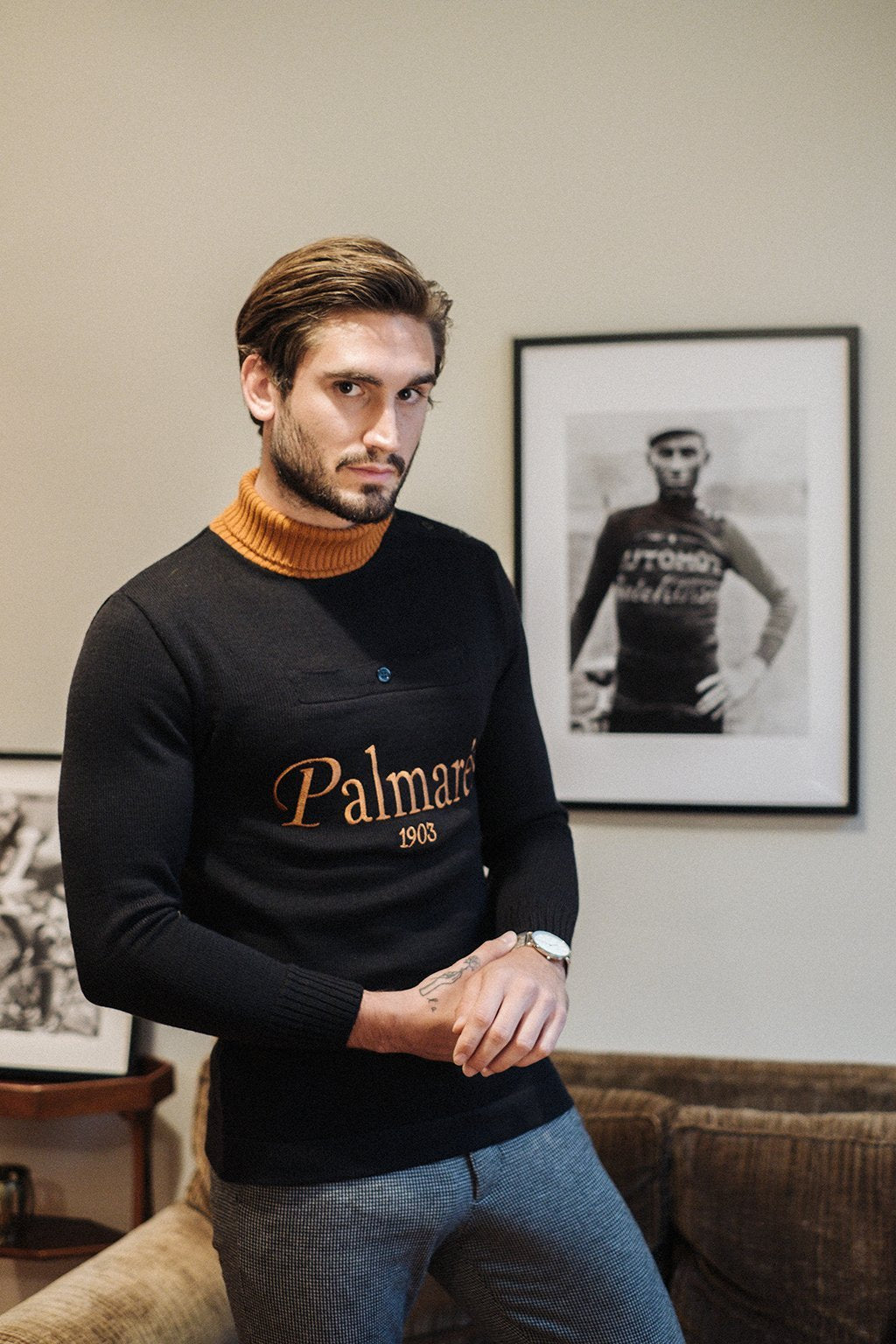 PULL PRESTIGE IN BLACK WOOL - palmares