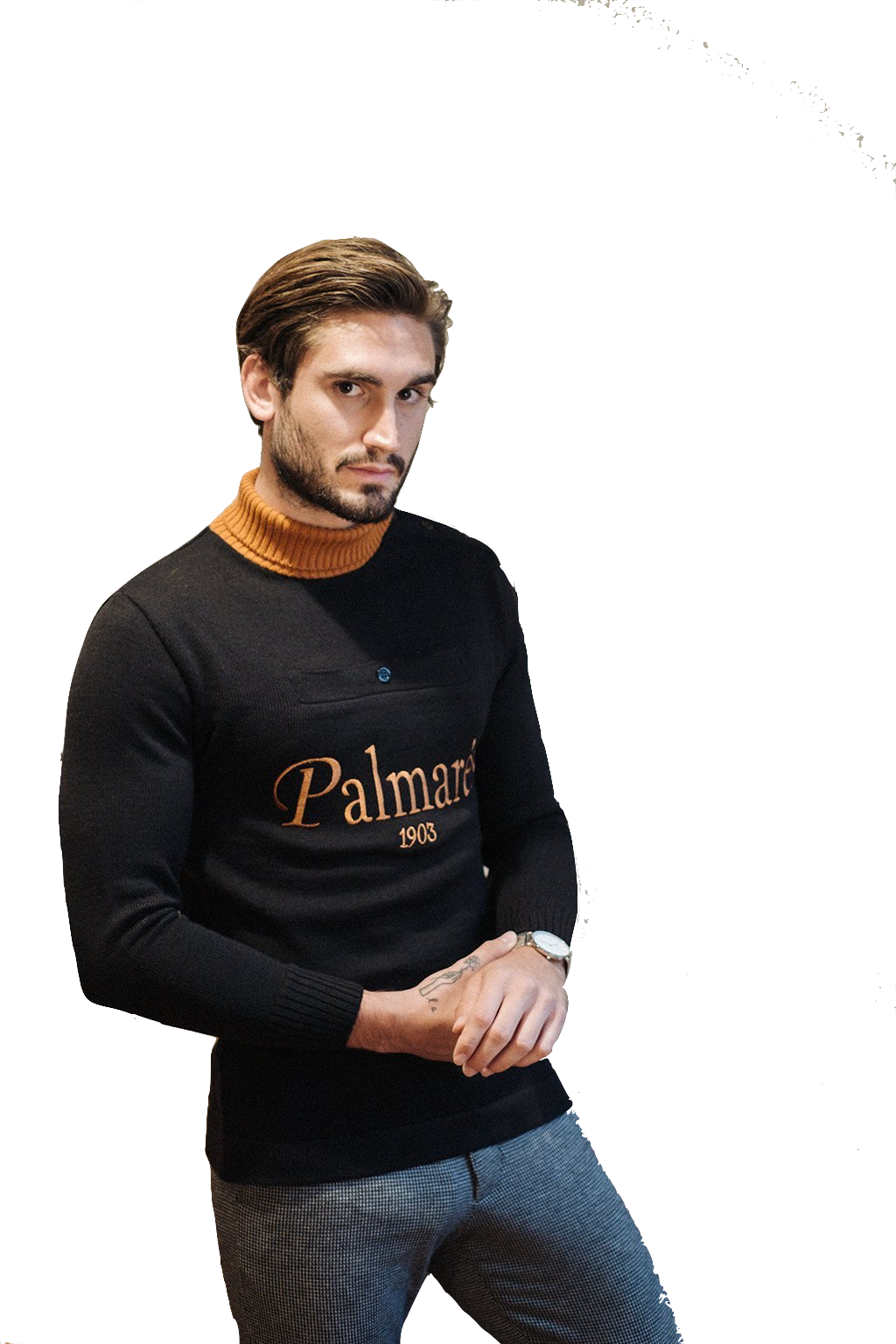 PULL PRESTIGE IN BLACK WOOL - palmares