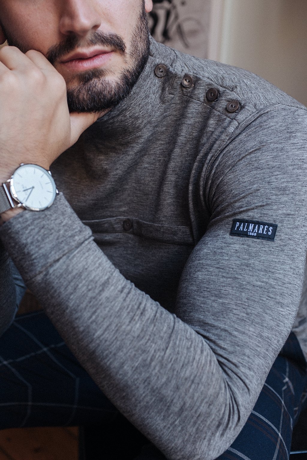 CAMISETA GARIN MANGA LARGA DE HOMBRE TAUPE - palmares